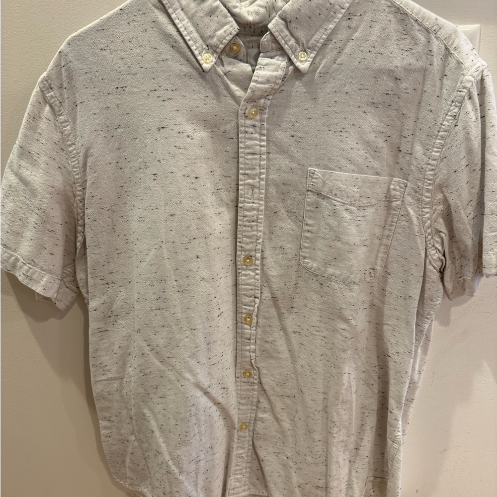 Sonoma Short-Sleeve Button-Down Shirt in Light Gray Speckle